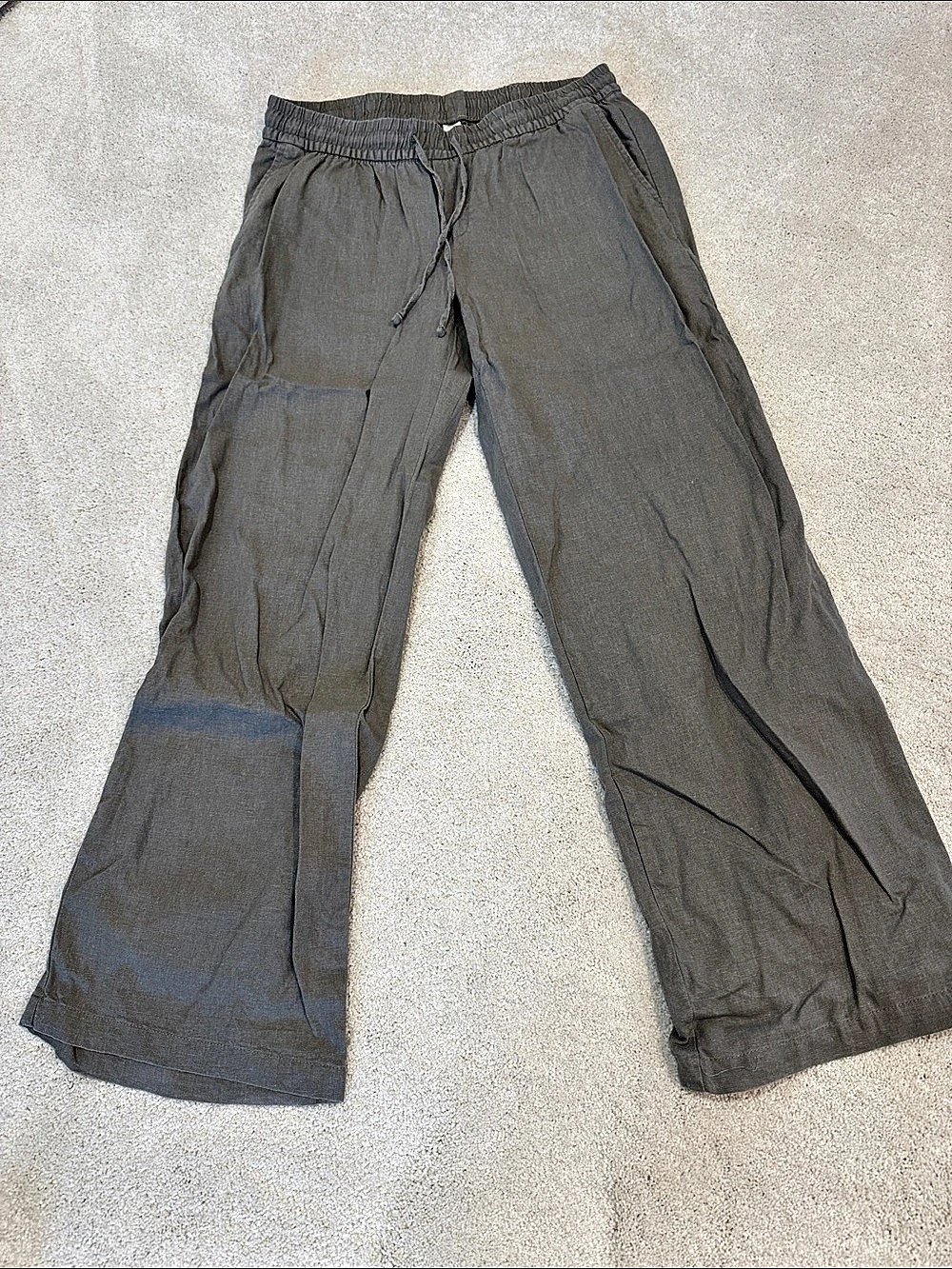 Old Navy High-Waisted Linen-Blend Wide-Leg Pants Gray Medium